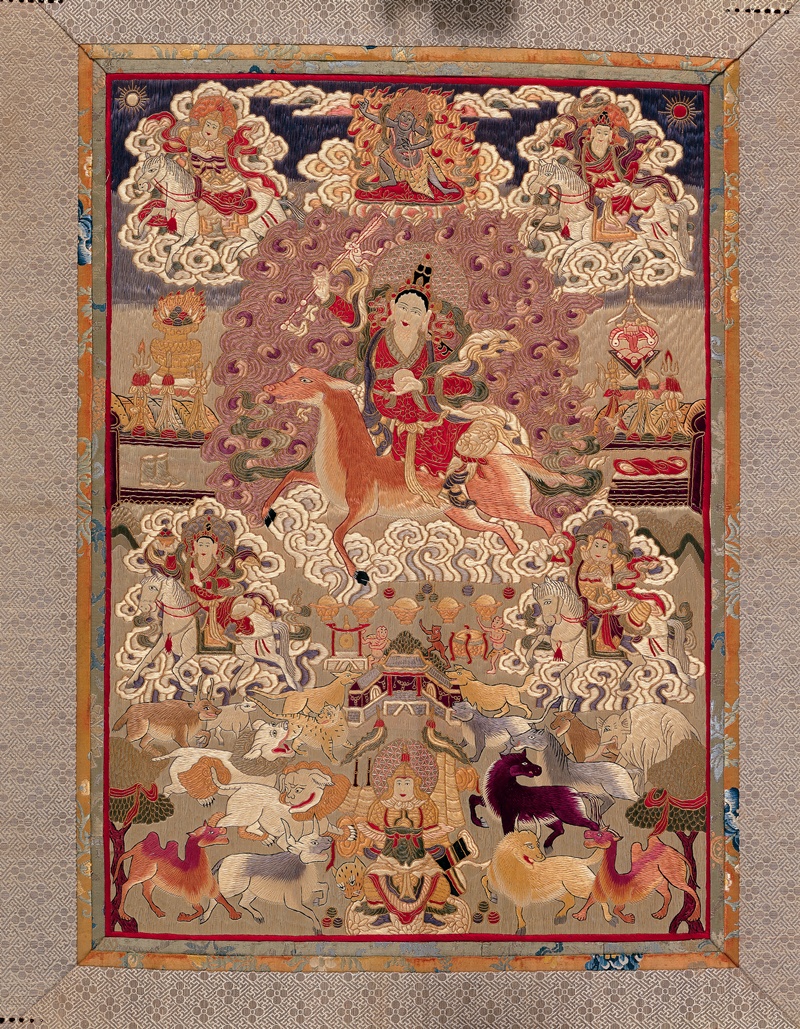 Thangka Embroidered with Figures of The Five Spirits of Destiny(Gobiin Lha) 첨부 이미지
